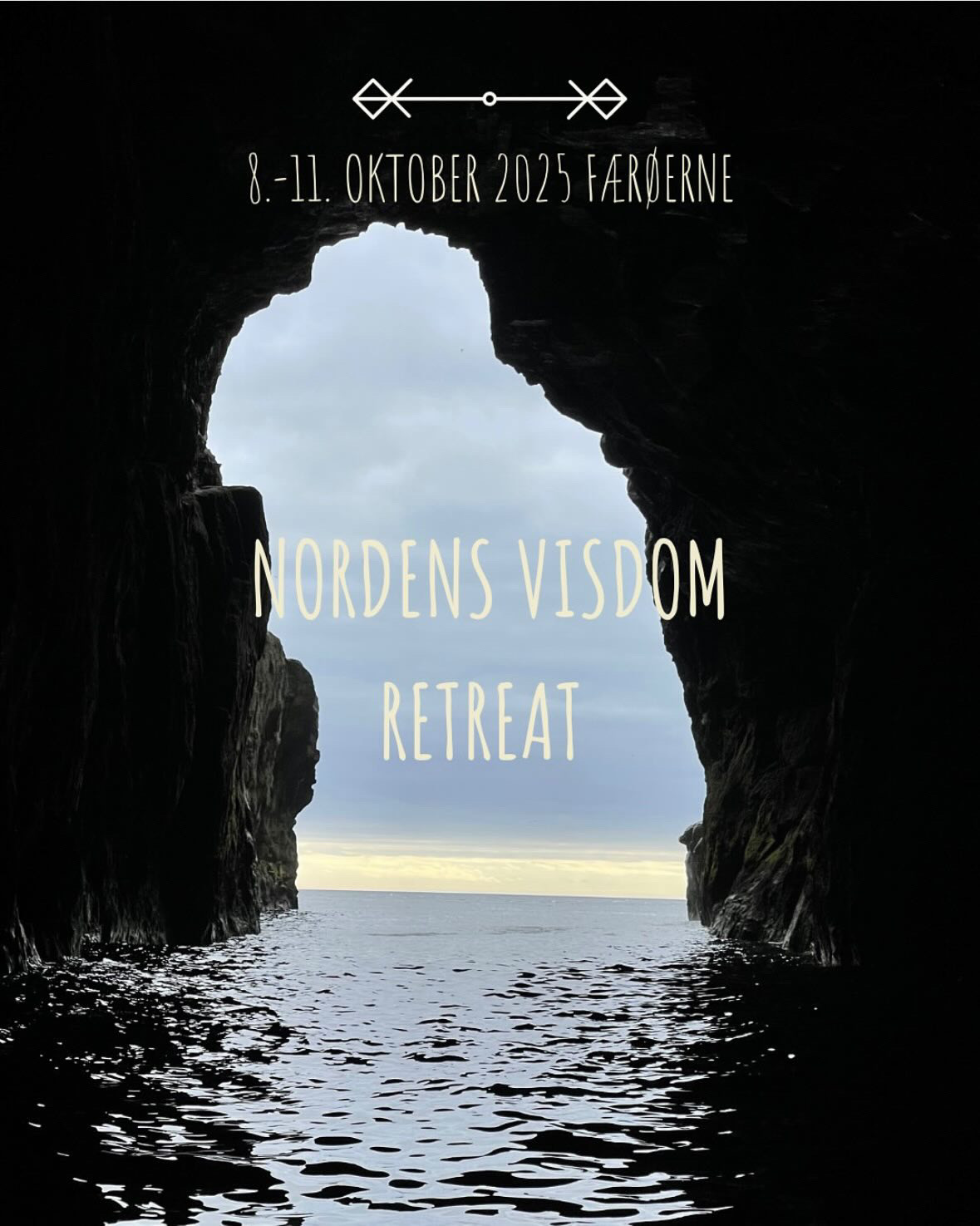 Nordens Visdom retreat — view out of a sea cave towards the ocean in the Faroe Islands